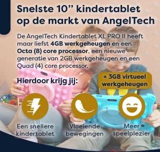 AngelTech Kinderpakket XL PRO II - Kindertablet en Kinderkoptelefoon Roze