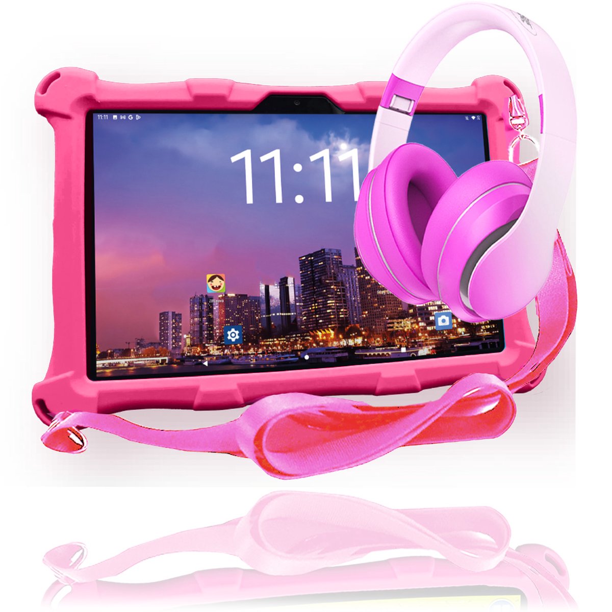 AngelTech Kinderpakket XL PRO II - Kindertablet en Kinderkoptelefoon Roze