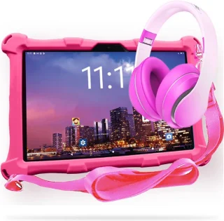 AngelTech Kinderpakket XL PRO II - Kindertablet en Kinderkoptelefoon Roze