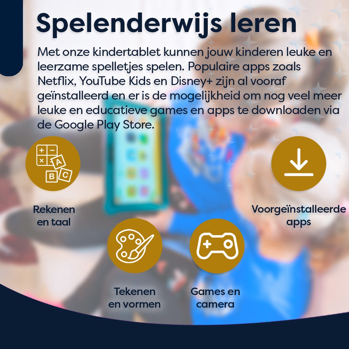 AngelTech Kindertablet PRO MAX 8 Inch Blauw