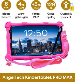 AngelTech Kindertablet PRO MAX 8 Inch Roze