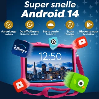 AngelTech Kindertablet PRO MAX Roze met Tablethouder