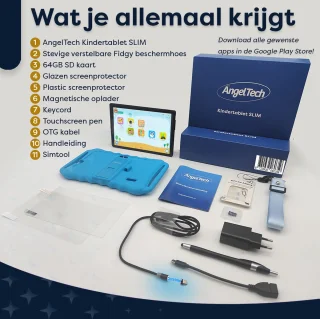 AngelTech Kindertablet Slim 7 Inch 3+4GB 32+64GB Blauw