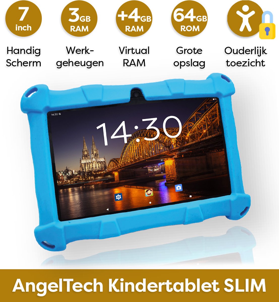 Wat vinden we goed aan de AngelTech Kindertablet Slim 7 Inch 3+4GB 32+64GB Blauw
