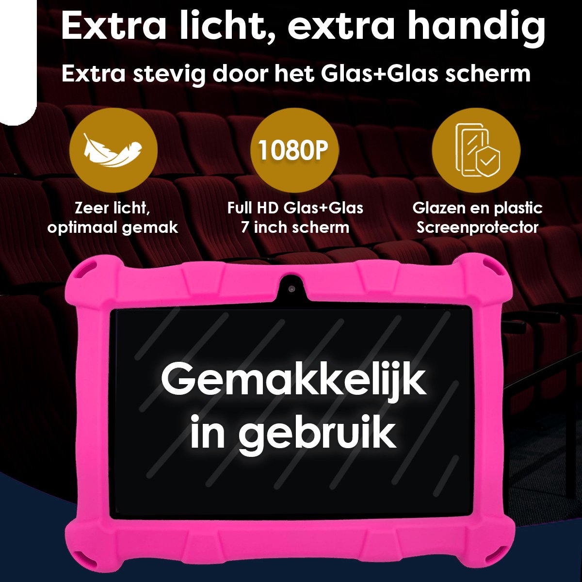 AngelTech Kindertablet Slim 7 Inch 3+4GB 32+64GB Roze