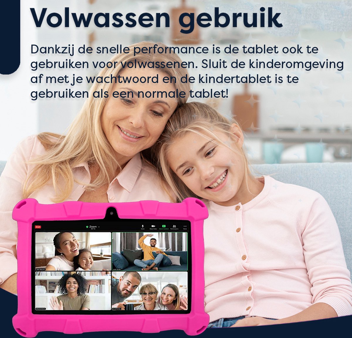 AngelTech Kindertablet Slim 7 Inch 3+4GB 32+64GB Roze