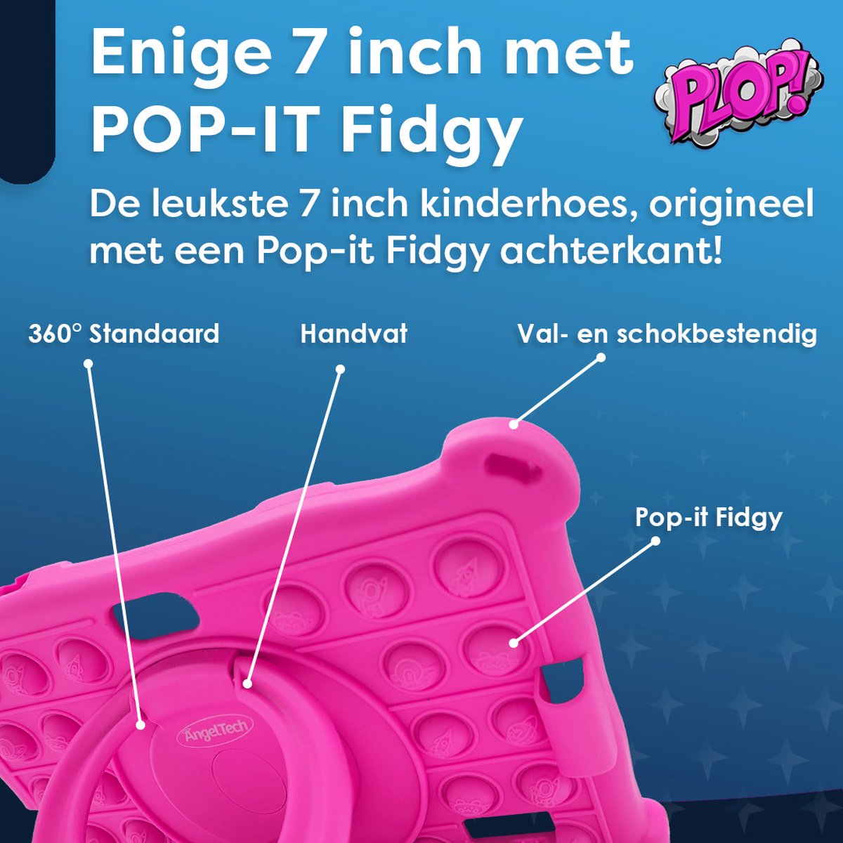 AngelTech Kindertablet Slim 7 Inch 3+4GB 32+64GB Roze