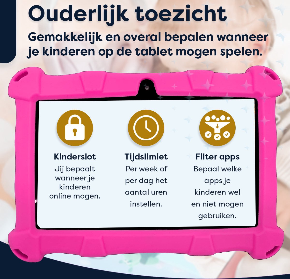AngelTech Kindertablet Slim 7 Inch 3+4GB 32+64GB Roze