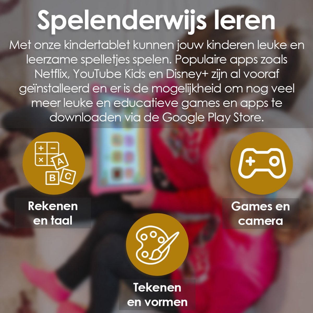 AngelTech Kindertablet XL 10 Inch 3+4GB RAM 32+64GB Roze