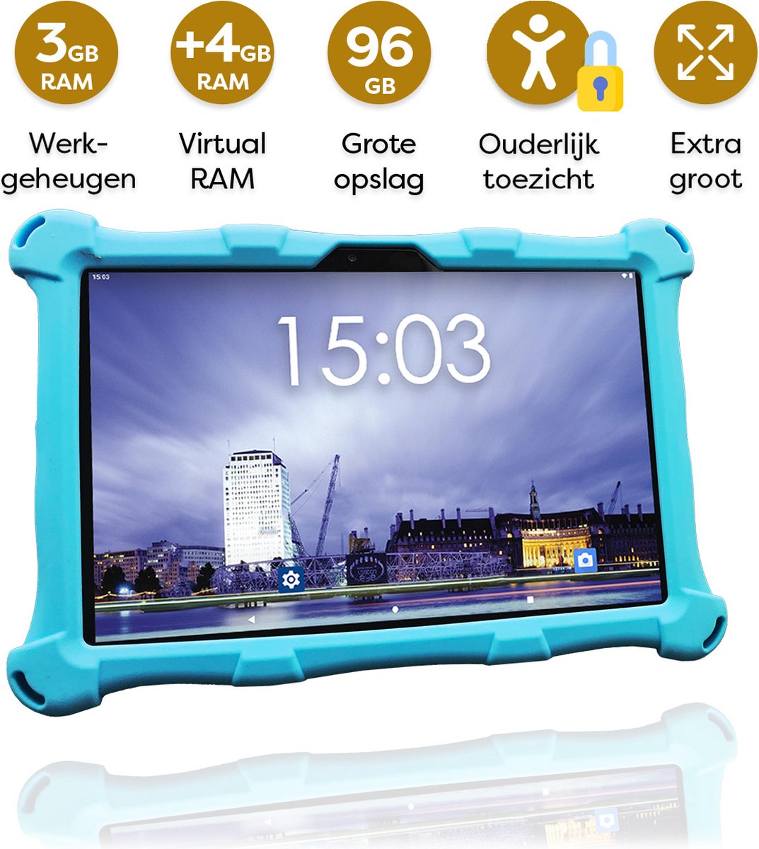 AngelTech Kindertablet XL 10 Inch 4GB RAM 64GB Blauw