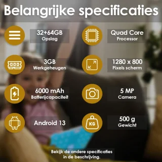 AngelTech Kindertablet XL 10 Inch 4GB RAM 64GB Blauw