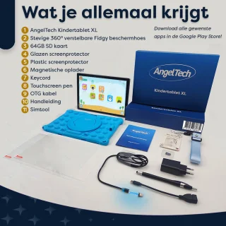 AngelTech Kindertablet XL 10 inch Blauw