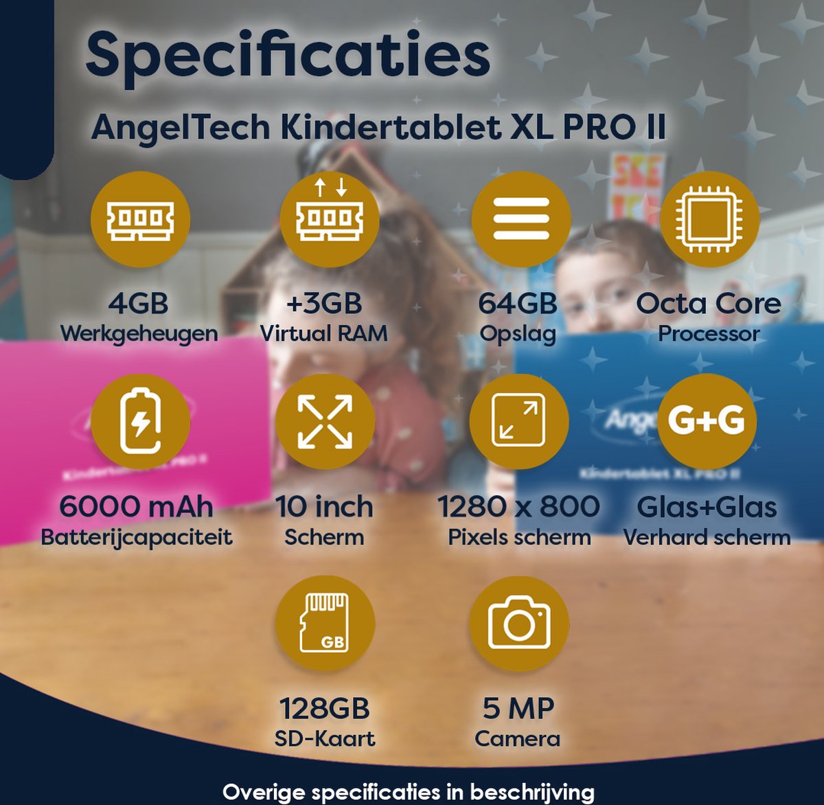 AngelTech Kindertablet XL PRO II 10 inch Roze