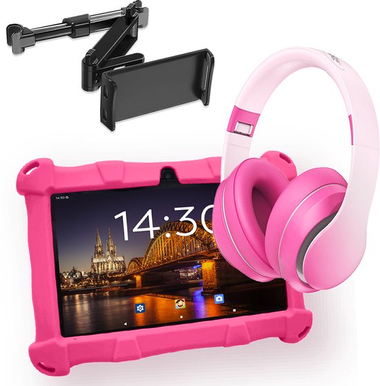 AngelTech Luxe OnderwegPakket SLIM Kindertablet Roze