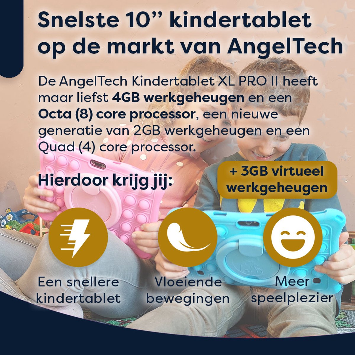 AngelTech Luxe OnderwegPakket XL PRO II Roze - Kindertablet + Accessoires