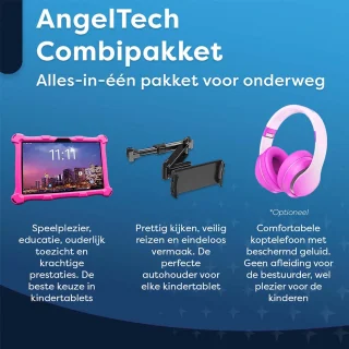 AngelTech Luxe OnderwegPakket XL PRO II Roze - Kindertablet + Accessoires