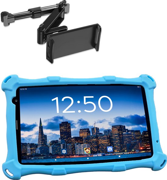 AngelTech OnderwegPakket PRO MAX Kindertablet Blauw + Tablethouder