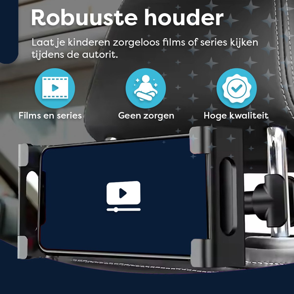 AngelTech OnderwegPakket SLIM Kindertablet en Tablethouder Blauw