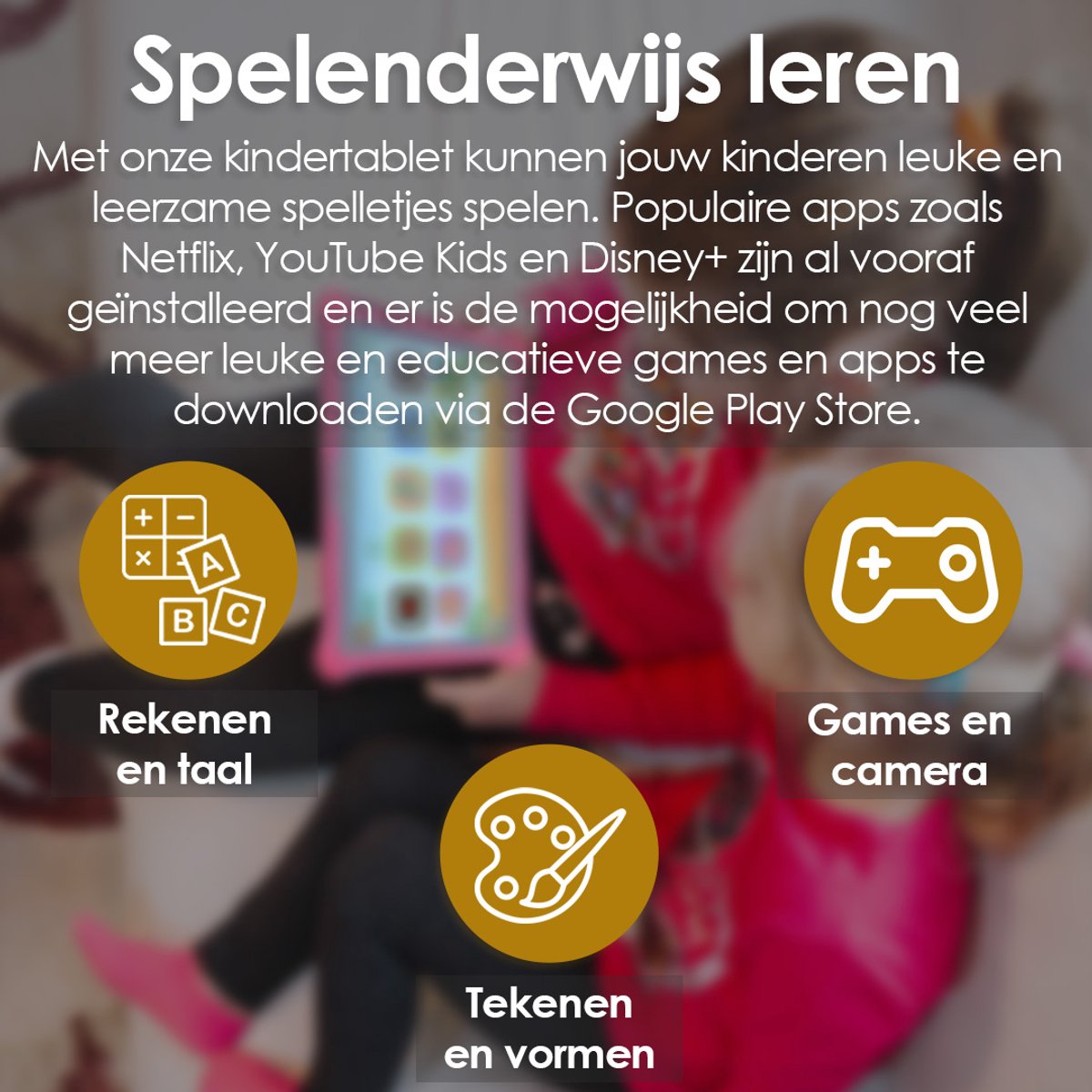 AngelTech OnderwegPakket SLIM Kindertablet en Tablethouder Blauw