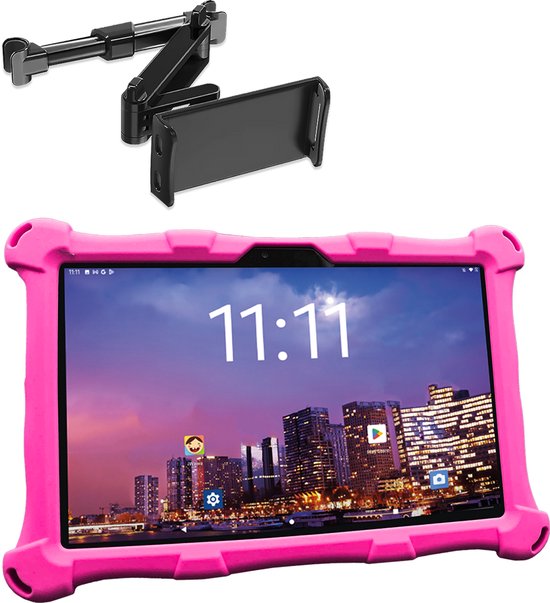 AngelTech OnderwegPakket XL PRO II Roze - Kindertablet + Tablethouder