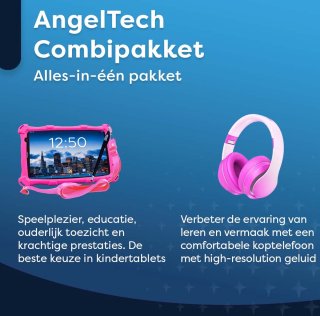 AngelTech PRO MAX Kinderpakket - Roze Kindertablet + Koptelefoon