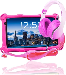 AngelTech PRO MAX Kinderpakket - Roze Kindertablet + Koptelefoon