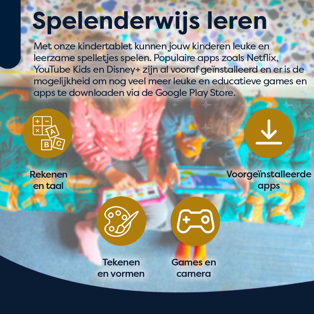 AngelTech XL PRO II Kinderpakket - Tablet en Koptelefoon - Blauw