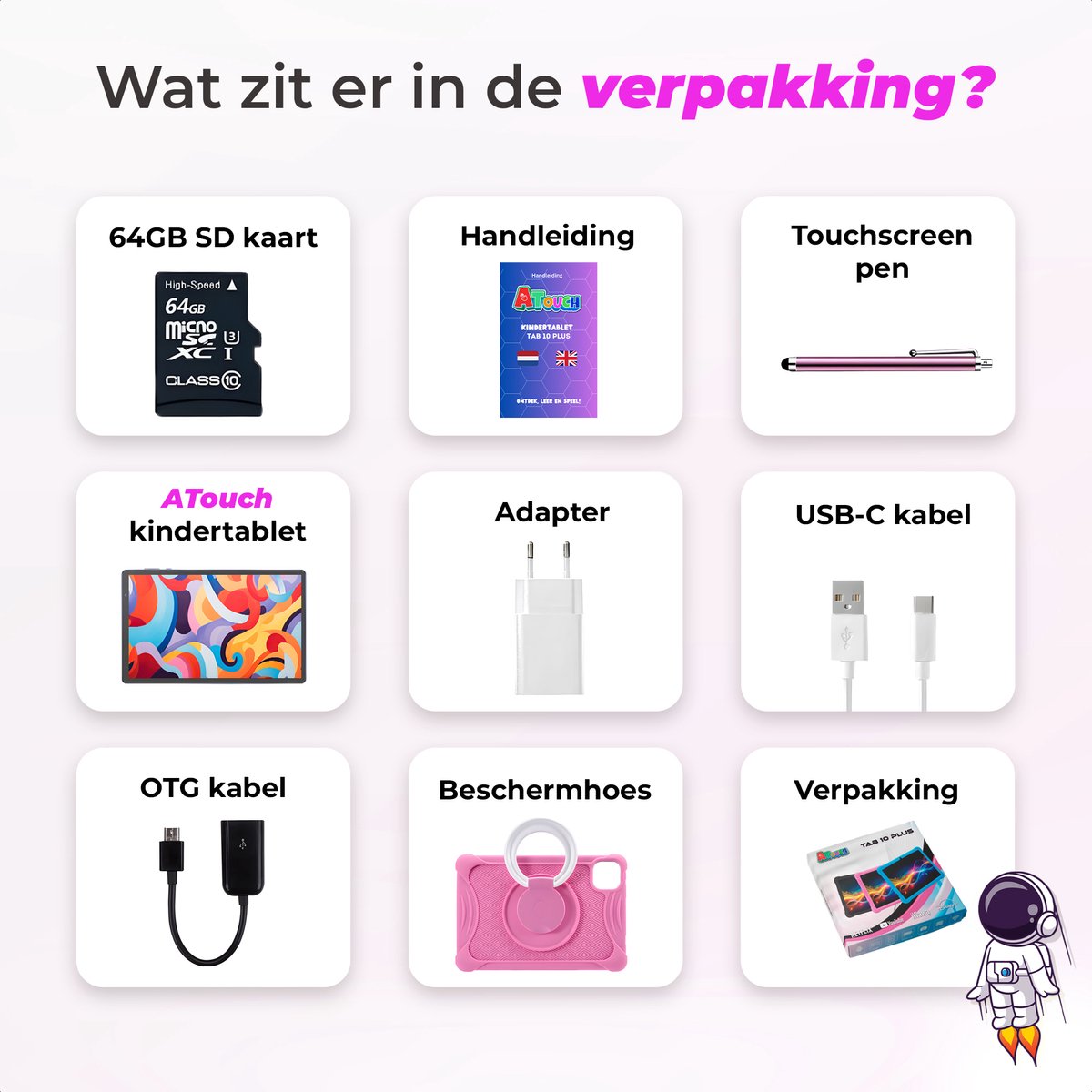 ATouch Tab 10 Plus Kindertablet 10 inch Roze
