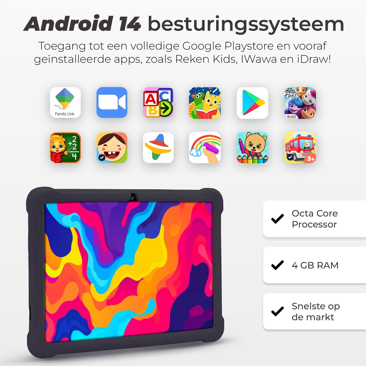 ATouch Tab 10 Plus Kindertablet 10 Inch Zwart