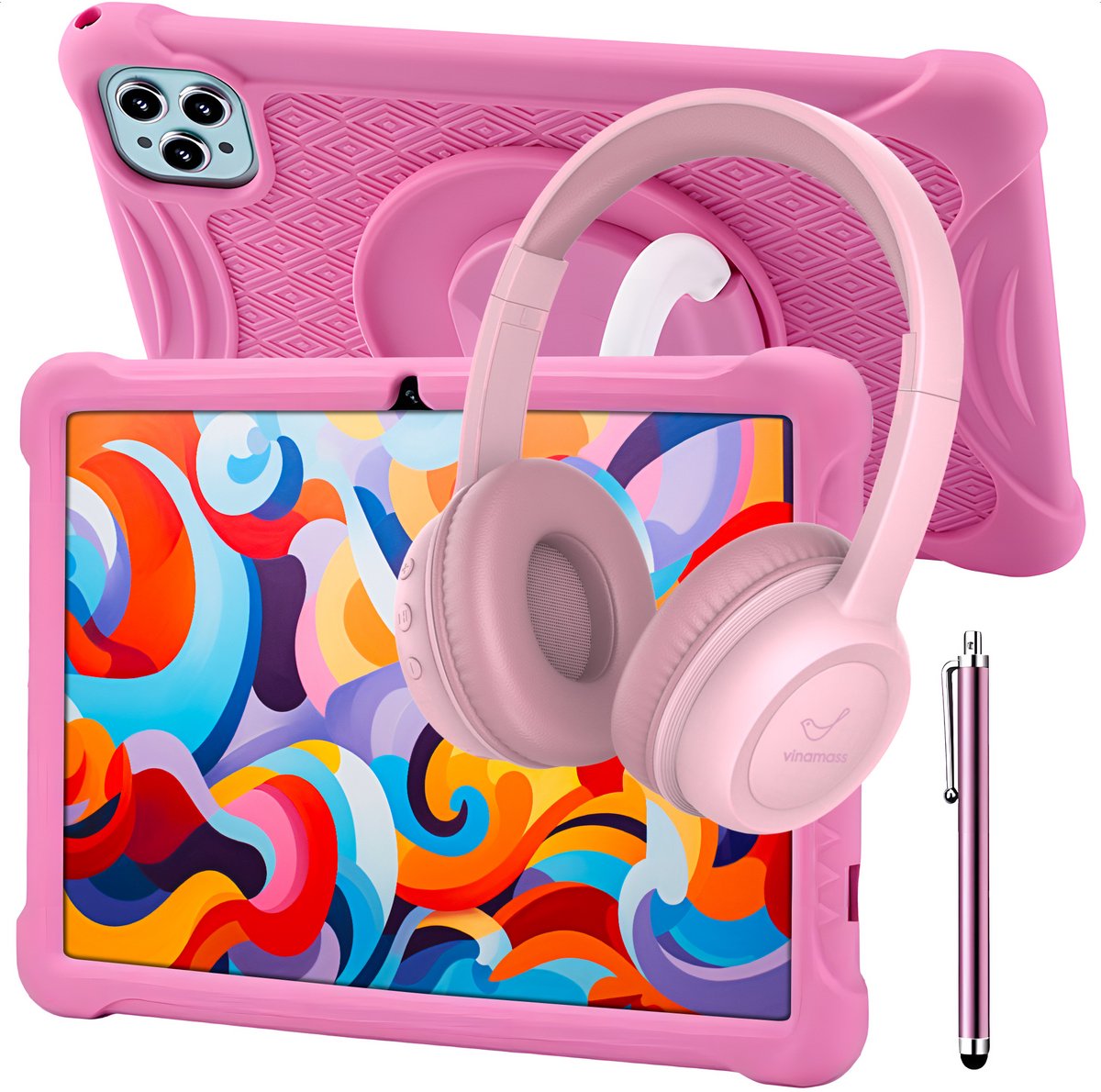 ATouch Tab 10 Plus Kindertablet 64GB Roze + Kinderkoptelefoon