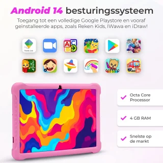 ATouch Tab 10 Plus Kindertablet 64GB Roze + Kinderkoptelefoon