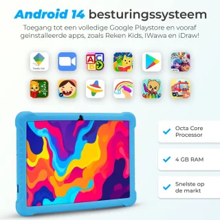 ATouch Tab 10 Plus Kindertablet + Kinderkoptelefoon Blauw 64GB