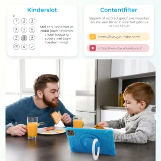 ATouch Tab 10 Plus Kindertablet + Kinderkoptelefoon Blauw 64GB