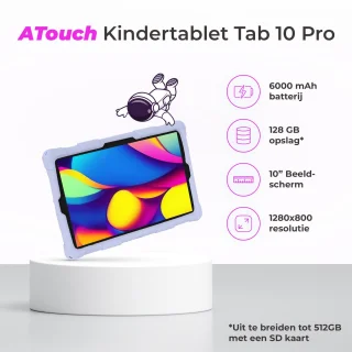 ATouch Tab 10 Pro Kinder Tablet 10 Inch Paars 128GB