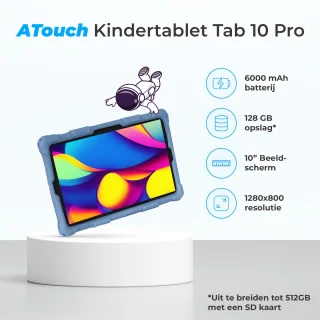 ATouch Tab 10 Pro Kindertablet + Kinderkoptelefoon Navy 128GB