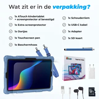 ATouch Tab 10 Pro Kindertablet + Kinderkoptelefoon Navy 128GB