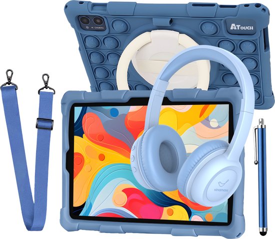 ATouch Tab 10 Pro Kindertablet + Kinderkoptelefoon Navy 128GB