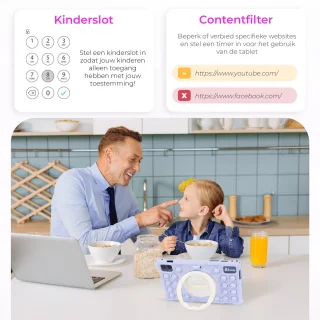 ATouch Tab 10 Pro Kindertablet + Kinderkoptelefoon Paars 128GB