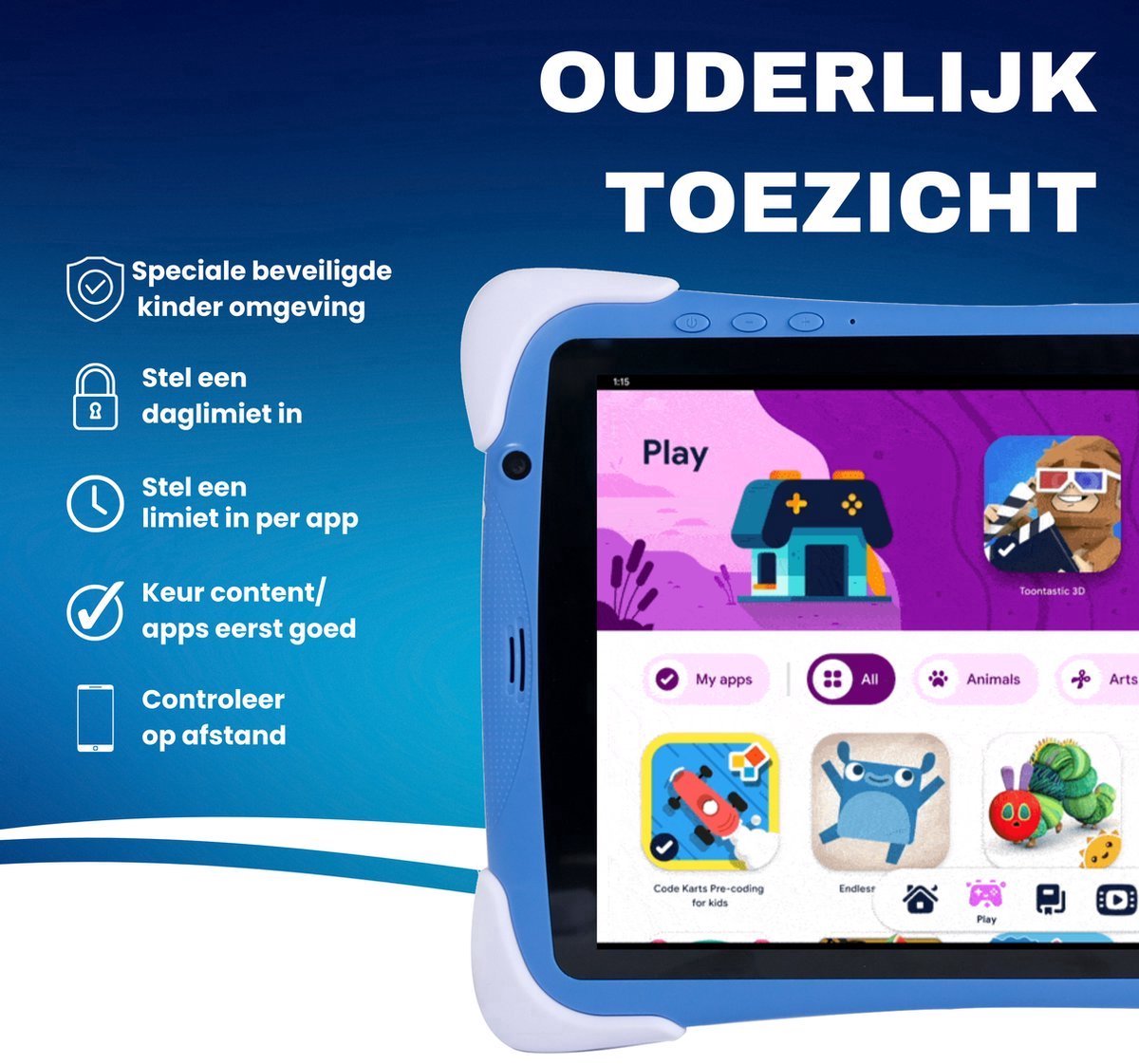 Balou ChildTab XL 10.1 inch Kindertablet 128GB 4GB RAM Blauw/Roze