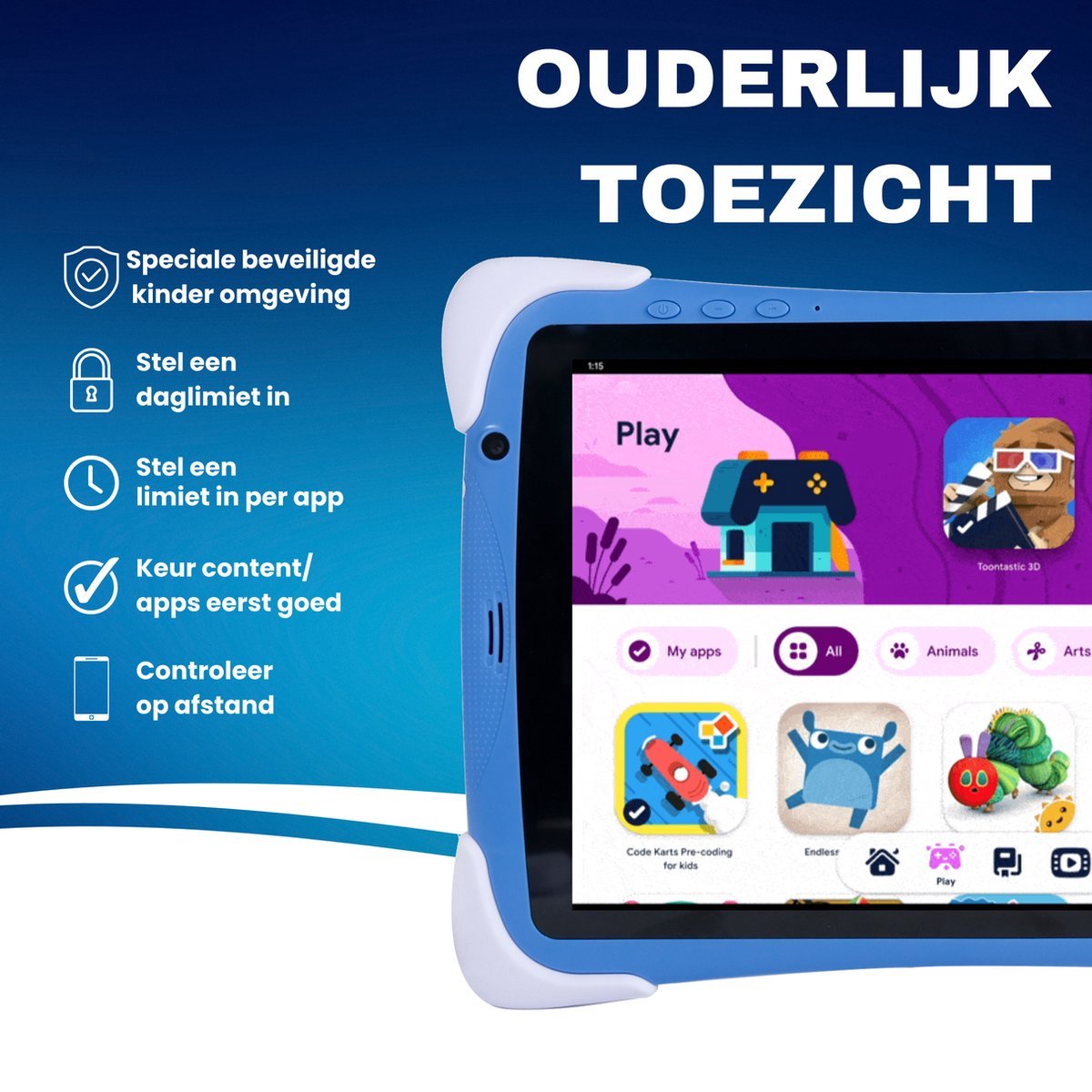 Balou ChildTab XL 10.1 inch Kindertablet 128GB 4GB RAM Blauw/Roze