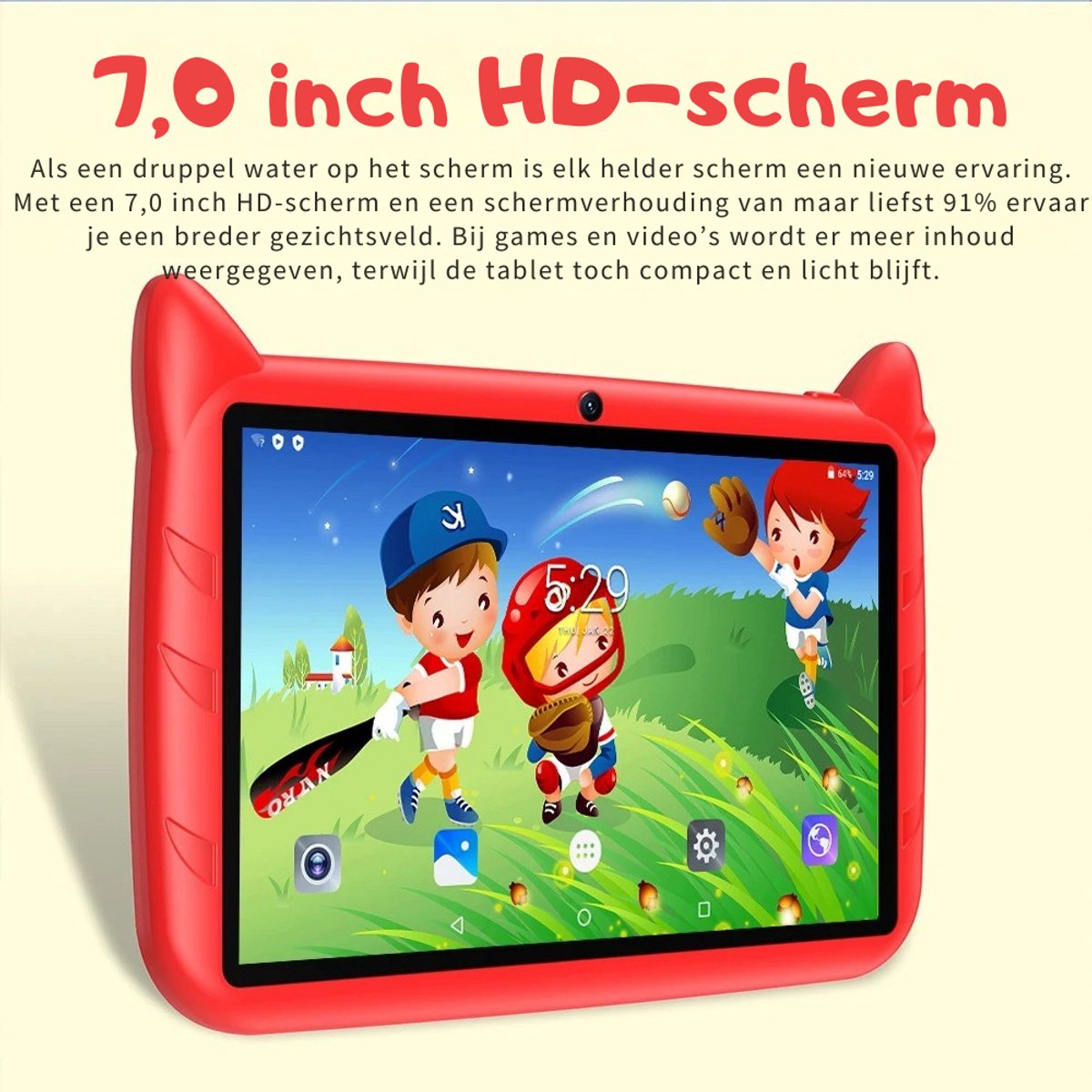 BDF Kindertablet 7 Inch Android 64GB Rood