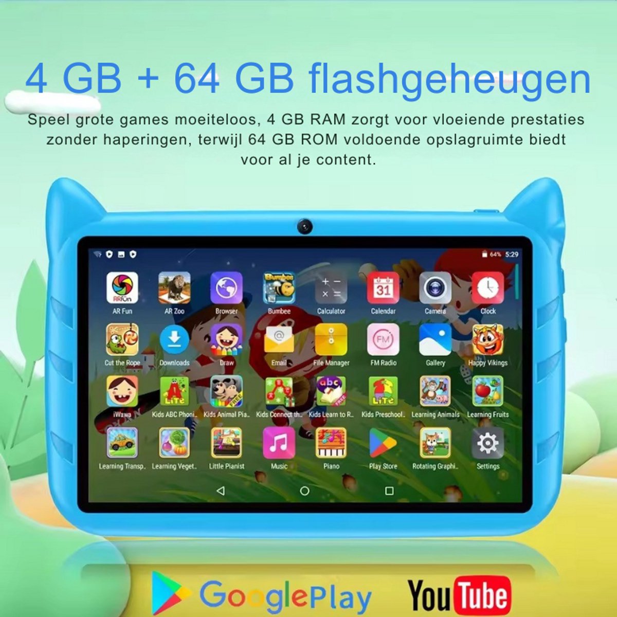 BDF Kindertablet 7 Inch Android 64GB Rood