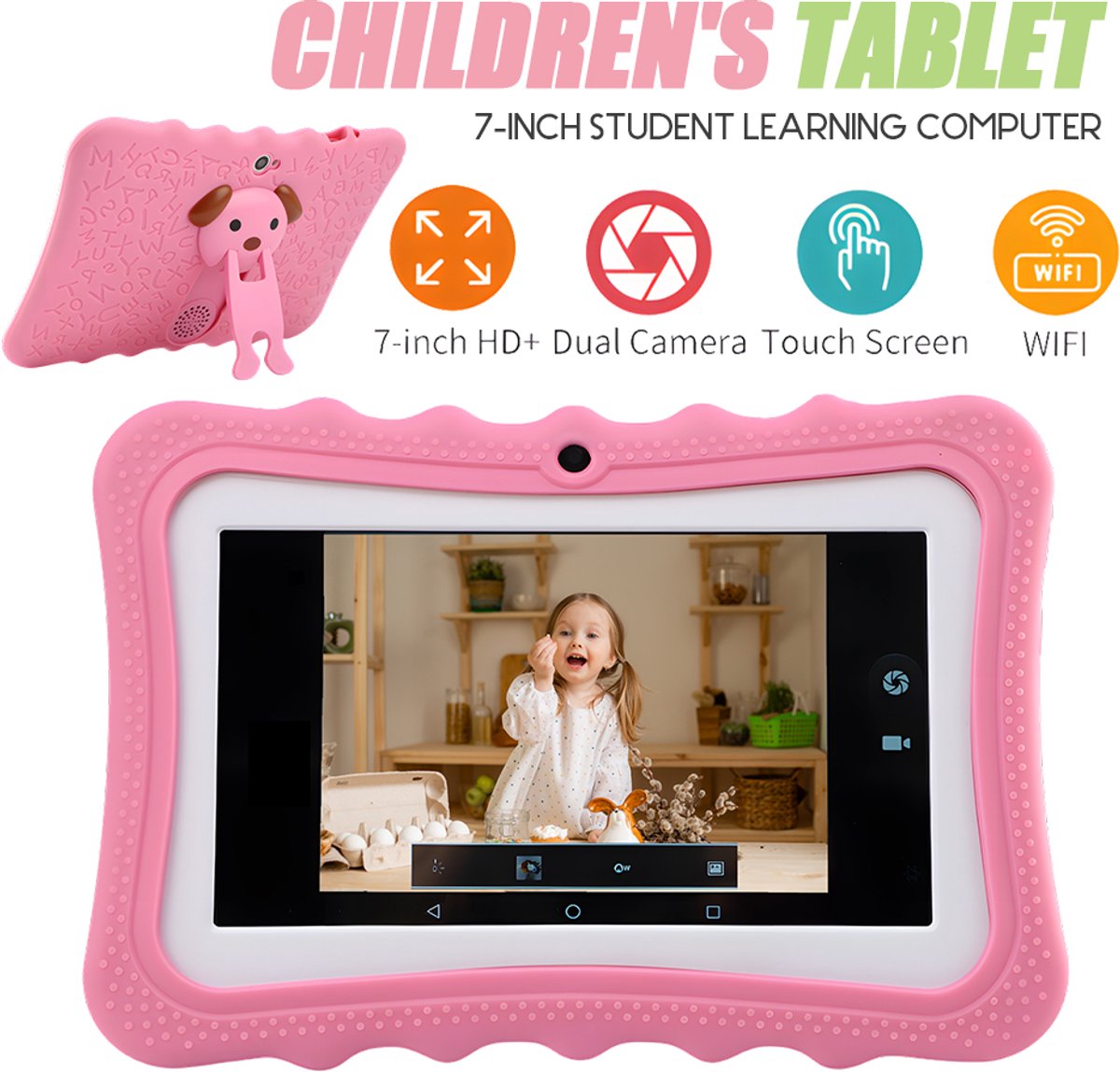 Bedee kindertablet 7 inch roze 32GB Wi-Fi Bluetooth