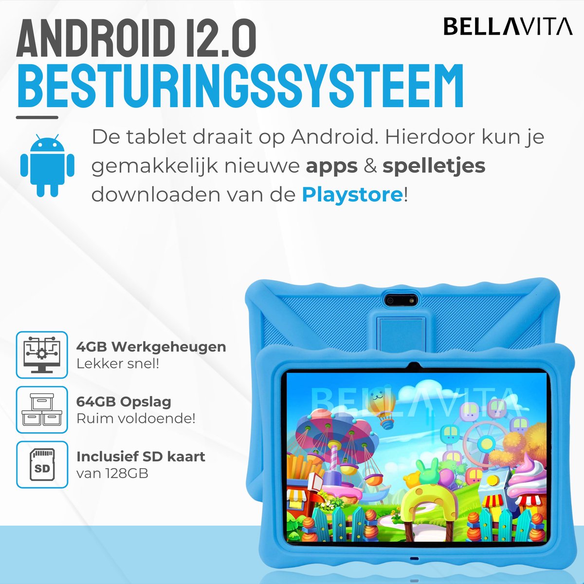BELLAVITA Bambini Pad XL 10.1 inch Blauw Kinder Tablet