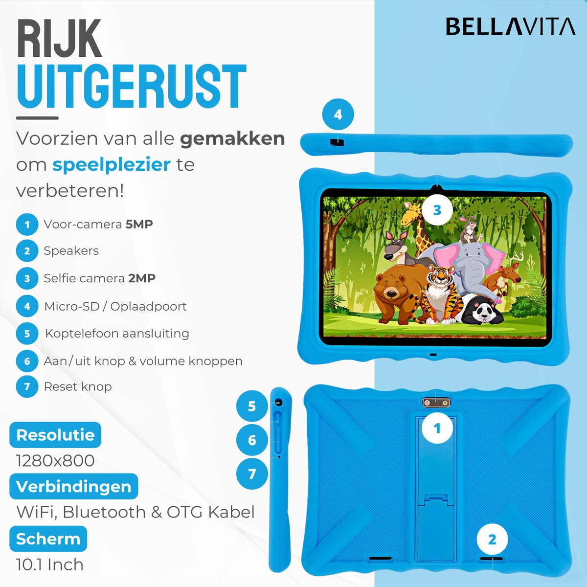 BELLAVITA Bambini Pad XL 10.1 inch Blauw Kinder Tablet
