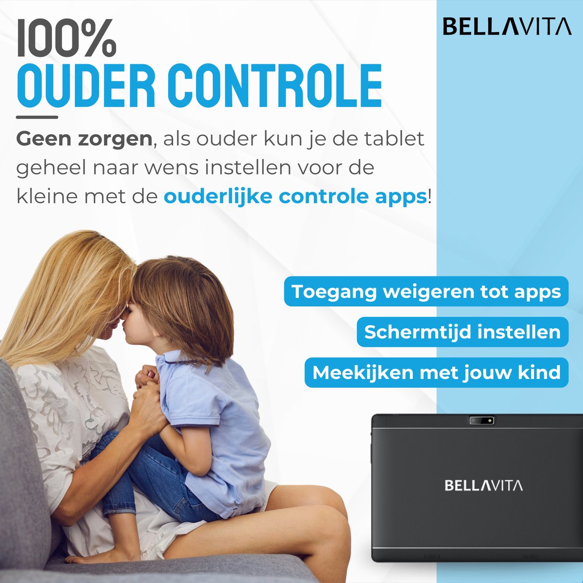 BELLAVITA Bambini Pad XL 10.1 inch Blauw Kinder Tablet