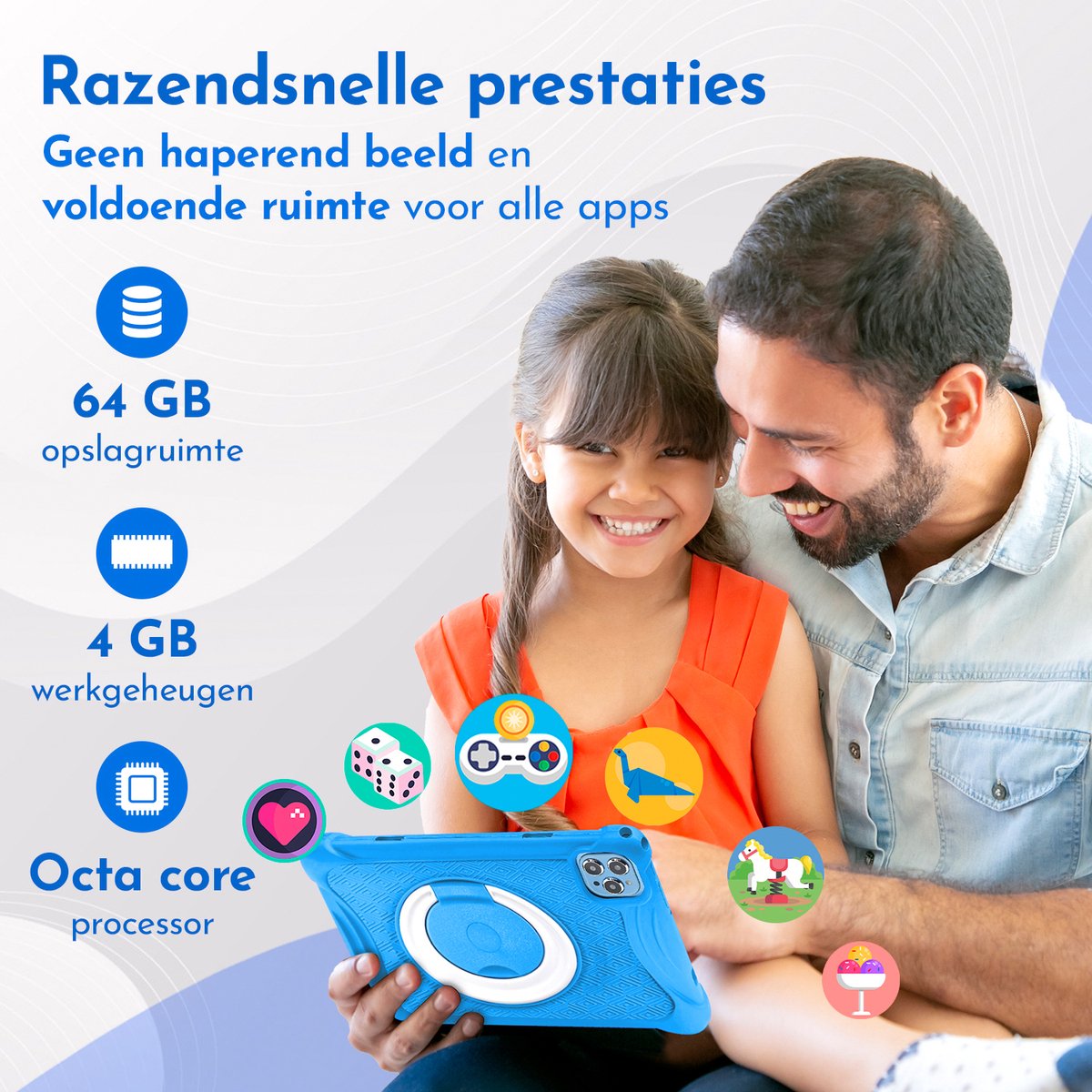Bon Bon Electronics 10.1 Inch Kindertablet Deluxe Blauw