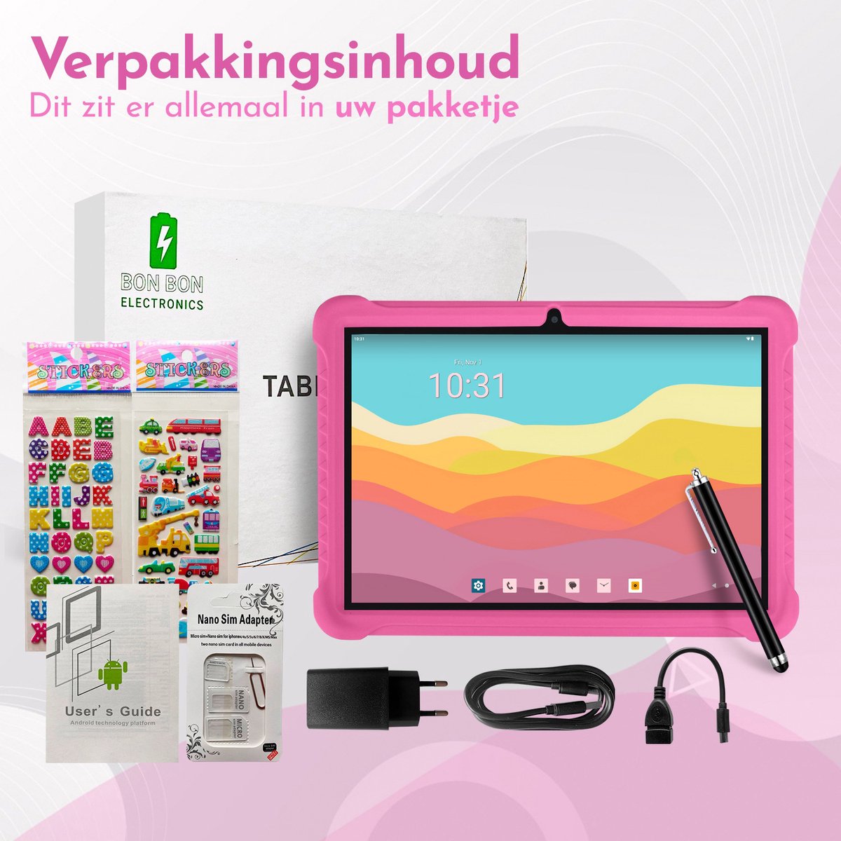 Bon Bon Electronics 10.1 Inch Kindertablet Deluxe Roze