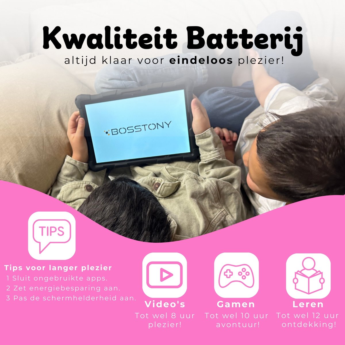 Bosstony Kids Tablet 10 inch Android 13
