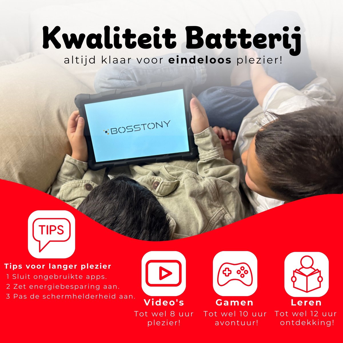 Bosstony Kids Tablet 10 inch Android 13